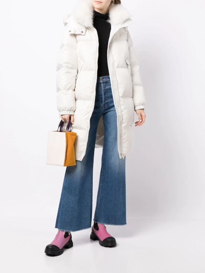 Yves Salomon Padded-design Zipped Coat In White