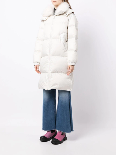 Yves Salomon Padded-design Zipped Coat In White