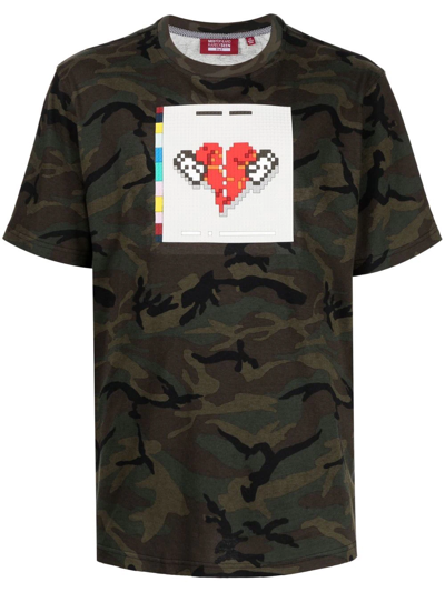 Shop Mostly Heard Rarely Seen 8-bit No More Heartbreaks Camouflage-print T-shirt In Green