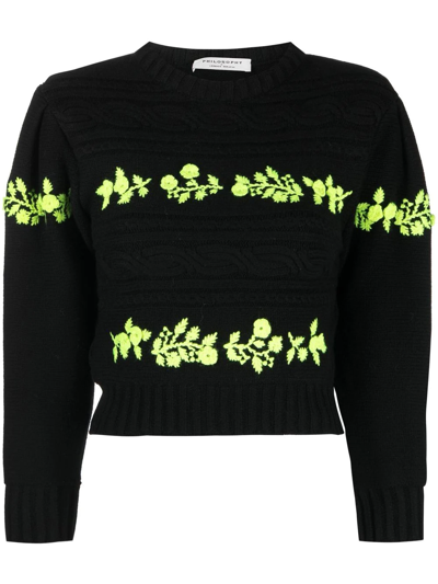 Shop Philosophy Di Lorenzo Serafini Long-sleeve Knitted Jumper In Schwarz