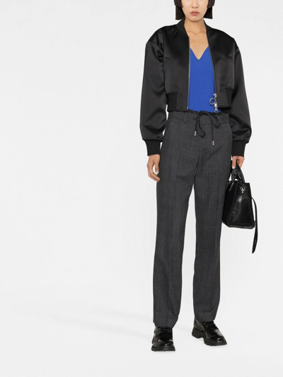 Sacai Drawstring-fastening Straight-leg Trousers In Grau