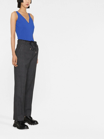 Sacai Drawstring-fastening Straight-leg Trousers In Grau