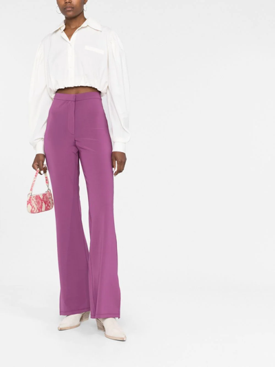 Remain Birger Christensen Split-cuff High-waisted Flared Trousers In Violett