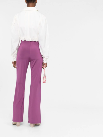 Remain Birger Christensen Split-cuff High-waisted Flared Trousers In Violett