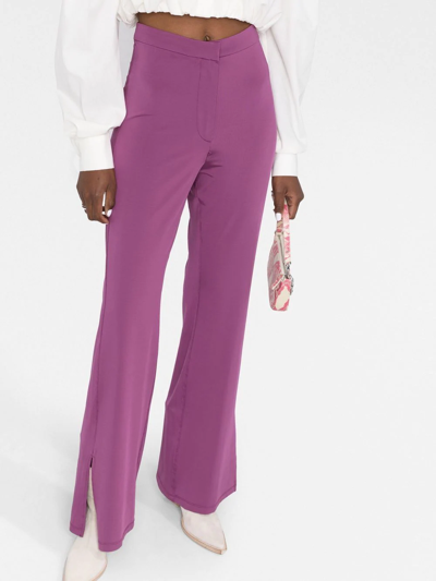 Remain Birger Christensen Split-cuff High-waisted Flared Trousers In Violett