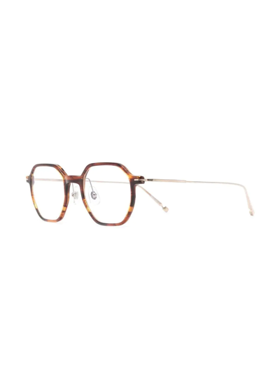 Shop Matsuda Transparent Hexagonal-frame Glasses In Brown