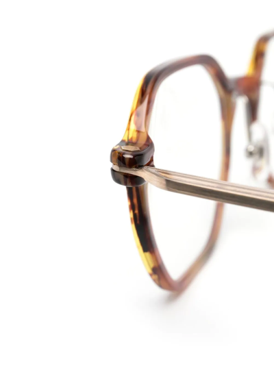 Shop Matsuda Transparent Hexagonal-frame Glasses In Brown