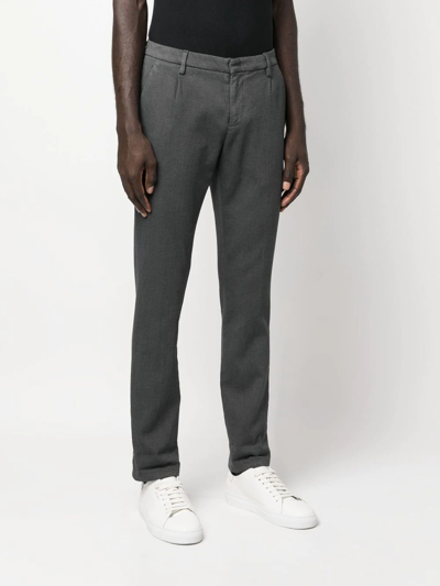 Shop Dondup Mid-rise Straight-leg Trousers In Grau