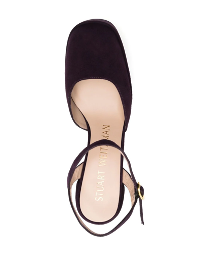 Shop Stuart Weitzman Square-toe 150mm Suede Platform Pumps In Violett