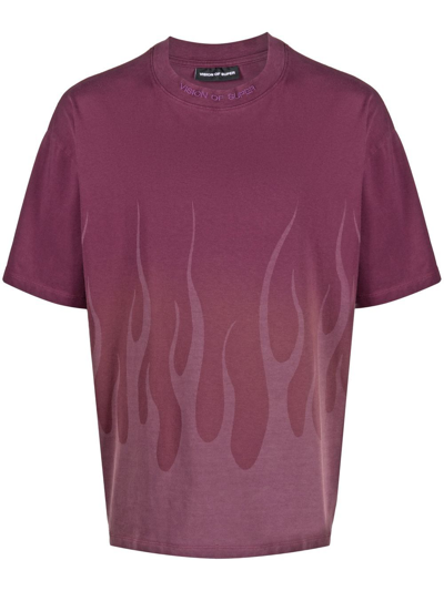 Shop Vision Of Super Embroidered-logo Short-sleeve T-shirt In Violett
