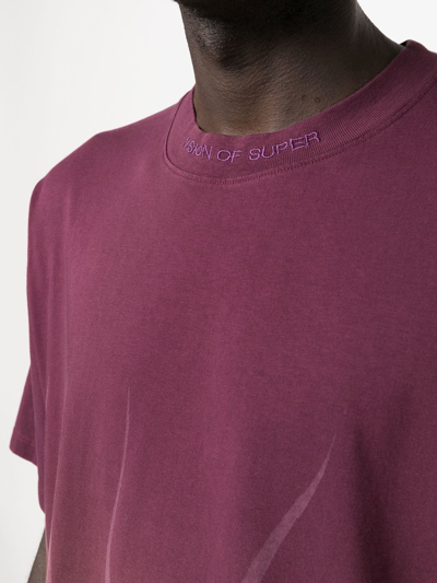 Shop Vision Of Super Embroidered-logo Short-sleeve T-shirt In Violett
