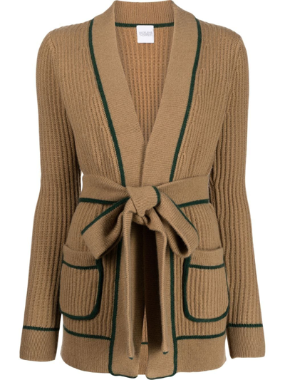 Shop Madeleine Thompson Clover Ribbed-knit Cardigan In Braun