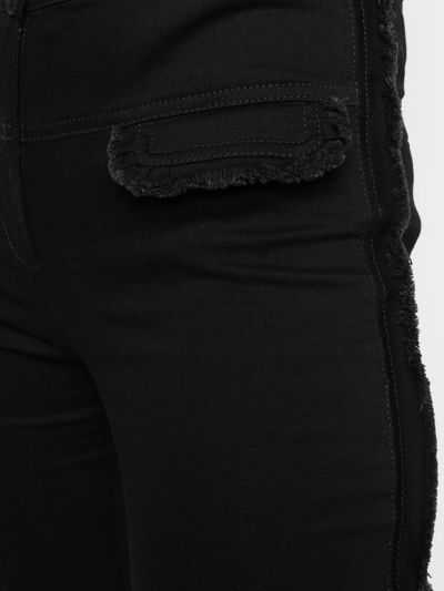 Shop Genny Faux-pockets Frayed Skinny Trousers In Black