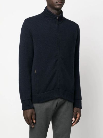 Shop Boglioli Zip-up Cashmere Jumper In Blau