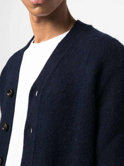 Shop Aspesi V-neck Wool Cardigan In Blue
