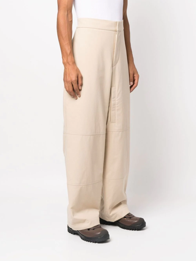 Shop Jacquemus High-waist Wide-leg Trousers In Nude