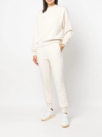 Shop Woolrich Logo-embroidered Cotton Track Pants In Nude