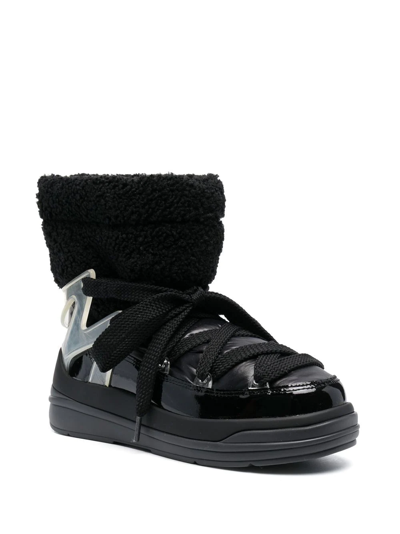 Moncler Insolux M Rubber-trimmed Fleece, Shell And Patent-leather Snow Boots In Schwarz