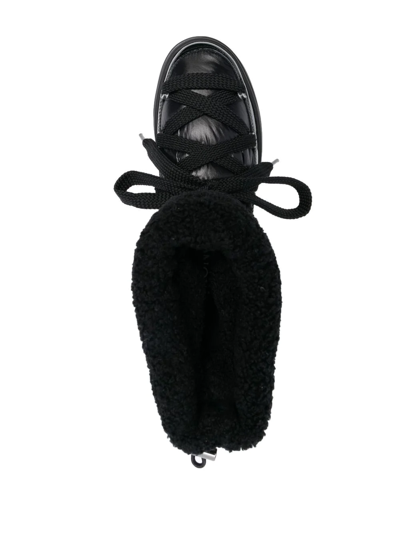 Moncler Insolux M Rubber-trimmed Fleece, Shell And Patent-leather Snow Boots In Schwarz