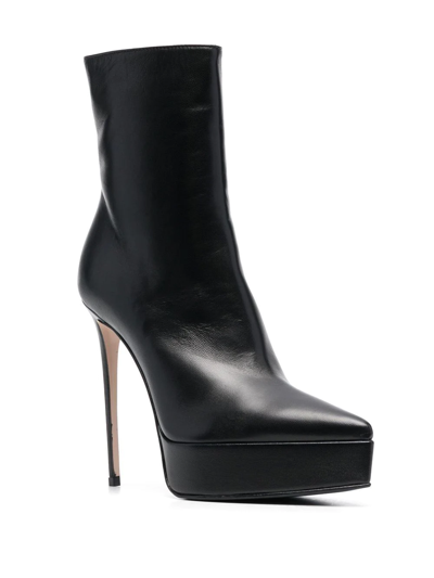 Le Silla Black Leather Boots In Schwarz