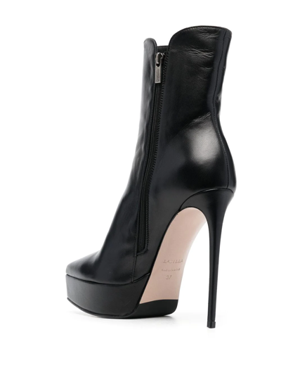 Le Silla Black Leather Boots In Schwarz