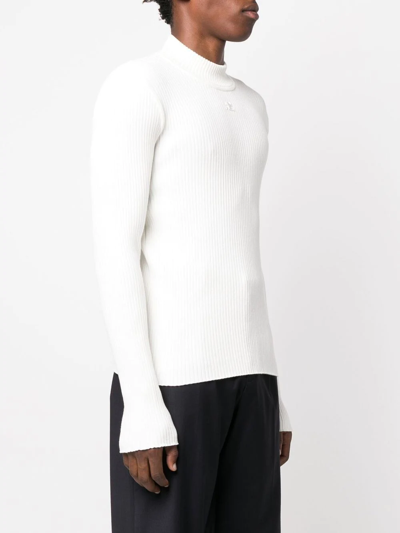Shop Courrèges Ribbed-knit Logo-patch Jumper In Weiss