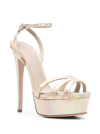 Le Silla Lola Holographic 140mm Sandals In Neutrals