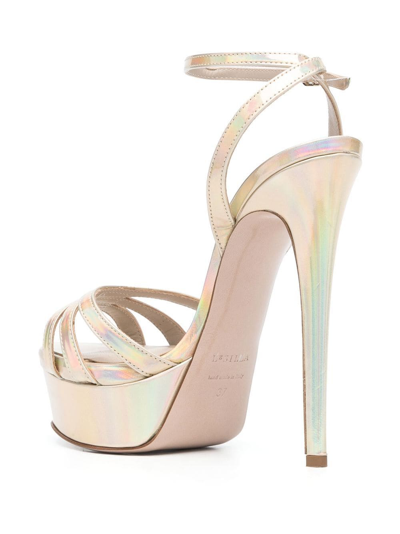 Le Silla Lola Holographic 140mm Sandals In Neutrals