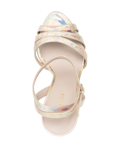 Le Silla Lola Holographic 140mm Sandals In Neutrals