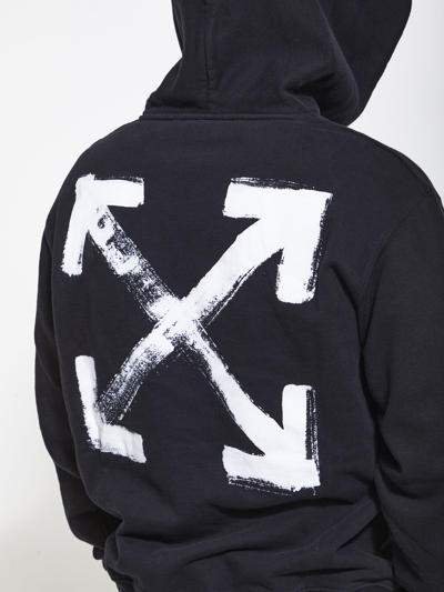 Off-white Man Black Hoodie With Signature And Arrows In Nero | ModeSens