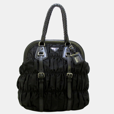Pre-owned Prada Black Gaufre Handbag