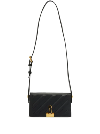 Shop Off-white Diag-stripe Leather Shoulder Bag In Black