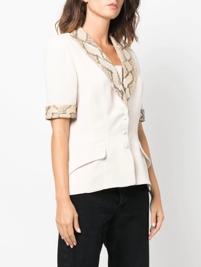 Pre-owned Mugler Snakeskin Detailing Short-sleeved Shirt In Neutrals