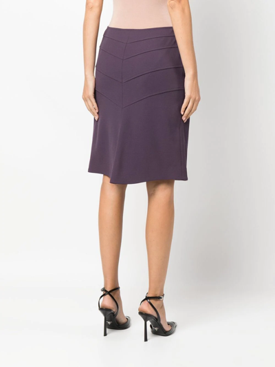 Pre-owned Mugler Straight-cut Layered Skirt In Purple