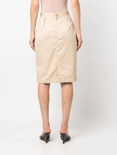 Pre-owned Mugler High-waisted Straight-cut Skirt In Neutrals