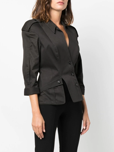 Pre-owned Mugler Diagonally-buttoned Jacket In Black