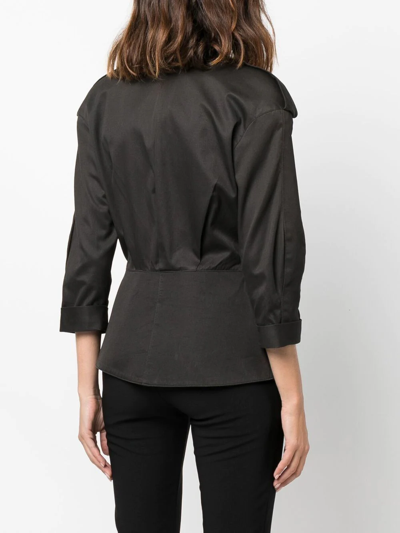 Pre-owned Mugler Diagonally-buttoned Jacket In Black