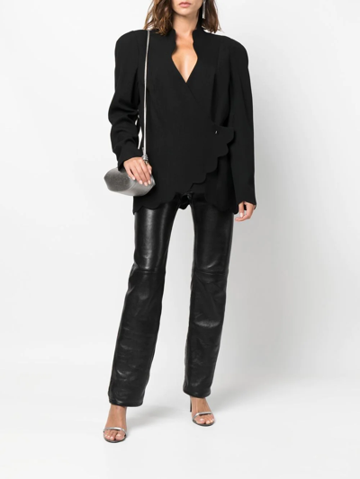 Pre-owned Mugler Scalloped Edges V-neck Jacket In Black