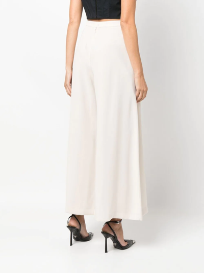 Pre-owned Mugler High-waisted Wide-legged Trousers In Neutrals