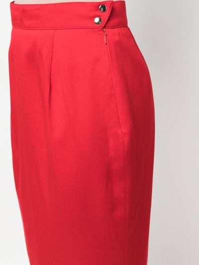 Pre-owned Mugler Knee-length Straight Skirt In Red