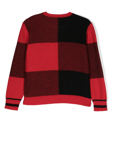 Shop Woolrich Teen Intarsia-knit Crew-neck Jumper In Red