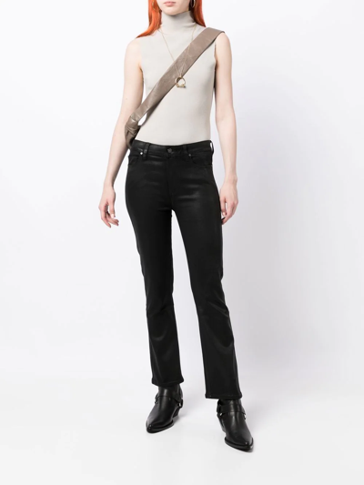 Paige Claudine Coated Flared Jeans In Black