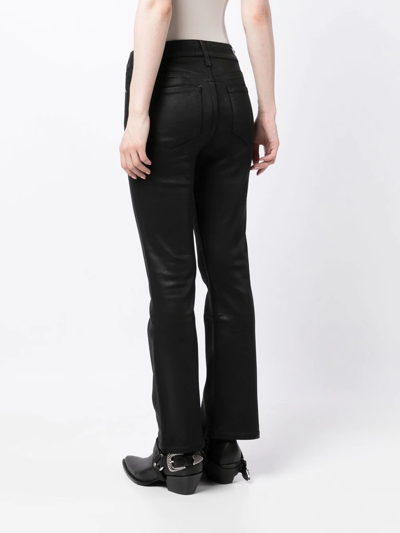 Shop Paige Claudine Coated Flared Jeans In Black