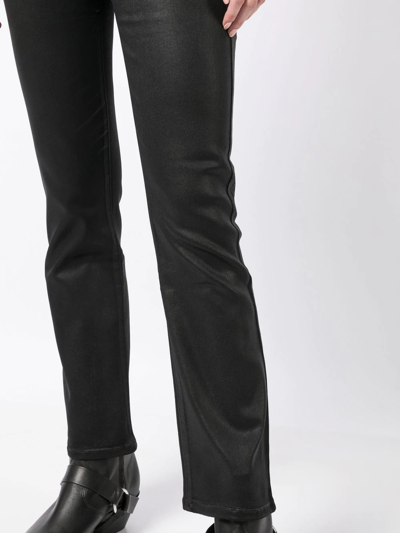 Shop Paige Claudine Coated Flared Jeans In Black