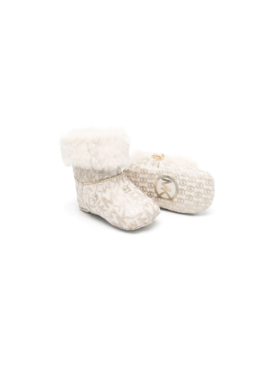 Shop Michael Kors Logo-print Slippers In Neutrals