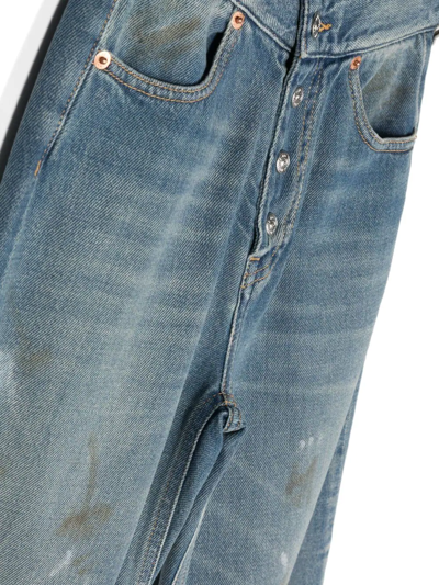 Shop Mm6 Maison Margiela Paint-detail Straight-leg Jeans In Blue