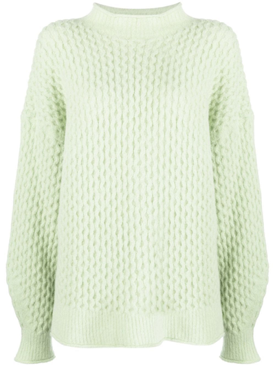 Shop Rus Textured-knit Mock Neck Jumper In Green