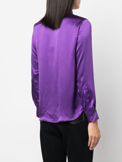 Shop Ami Alexandre Mattiussi Button-up Silk Shirt In Purple
