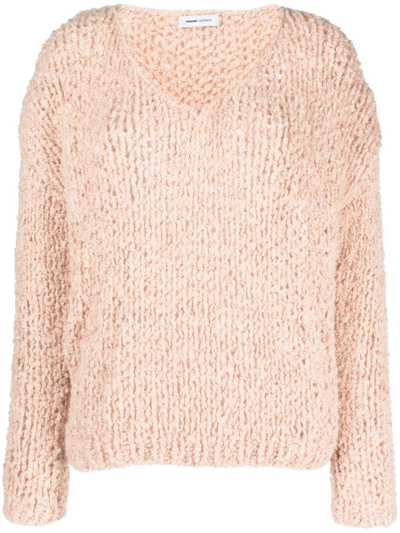 Shop Maiami Open-knit V-neck Jumper In Pink