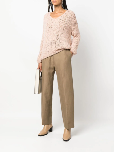 Shop Maiami Open-knit V-neck Jumper In Pink